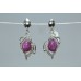 925 Sterling Silver Hanging Earrings Synthetic Star Sapphire Stone Length 1.2''